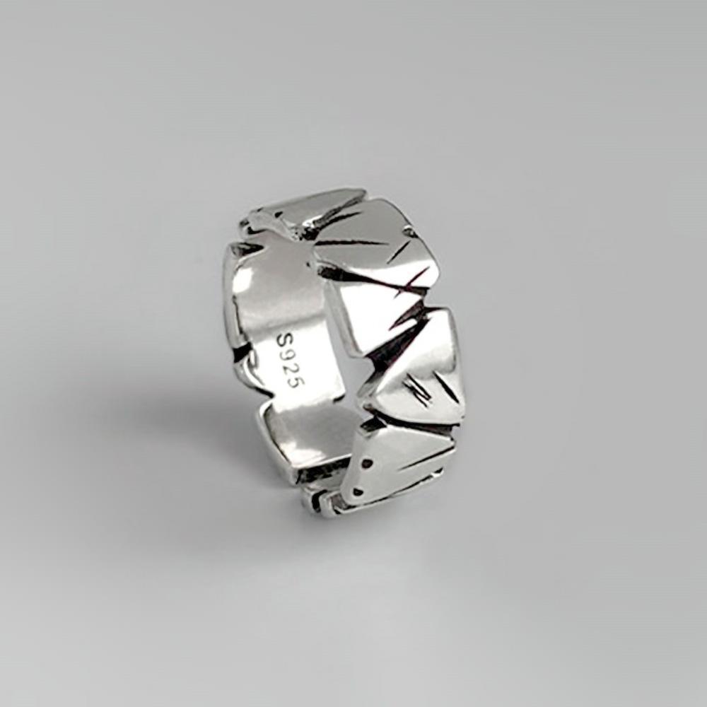 Vintage Adjustable Opening Mori Heart Shape Rock Texture Ring For Punk Hip Hop Woman Man Gift Couple Rings Party Jewelry