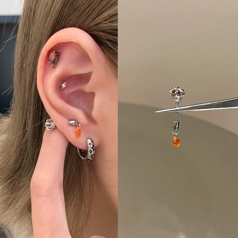 1 Pezzo Corona Perla Acciaio di Titanio Spirale Chiodo Osso Auricolare Orecchini Y2K Per Donne Piercing all'Orecchio Gioielli Regali