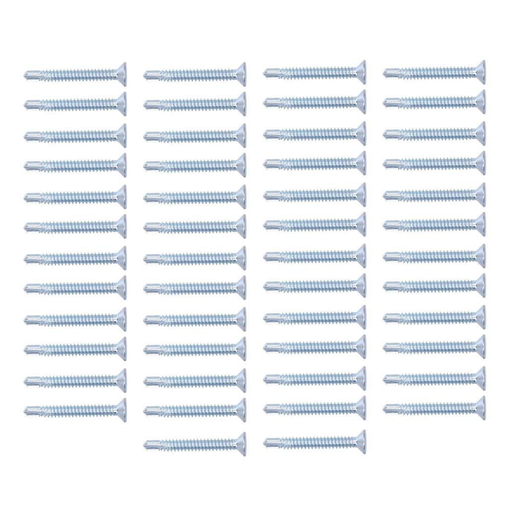 50Pcs Self Drilling Screw Cross Zinc Plated Carbon Steel Fastener Hardware 4.8x38mm Flat Head