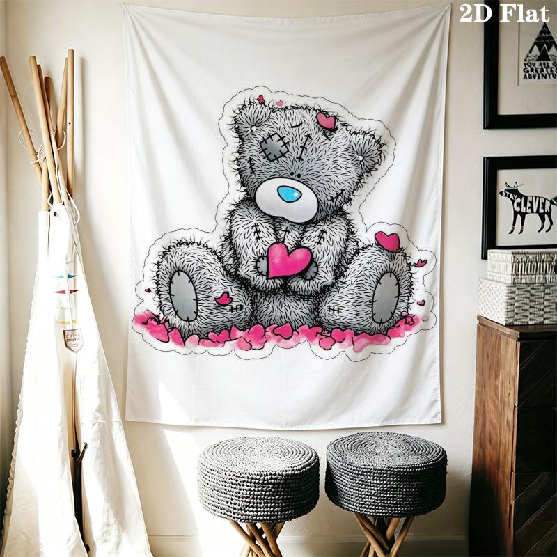 Tatty Teddy Wall Tapestry Aesthetic Wall Hanging Printed Fabric Blanket Decorative Tapestries for Bedroom Living Room Home Decor