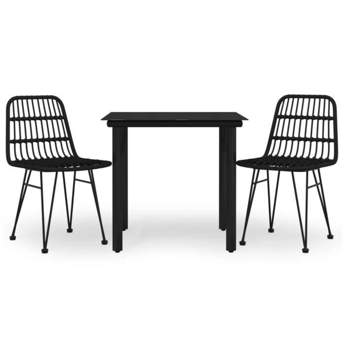 3157894 vidaXL Garden Dining Set 3 Pcs Black Wicker
