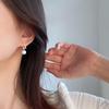 S925 Silver Twisted Diamond Pearl Earrings - Korean Simple Versatile Design for Women