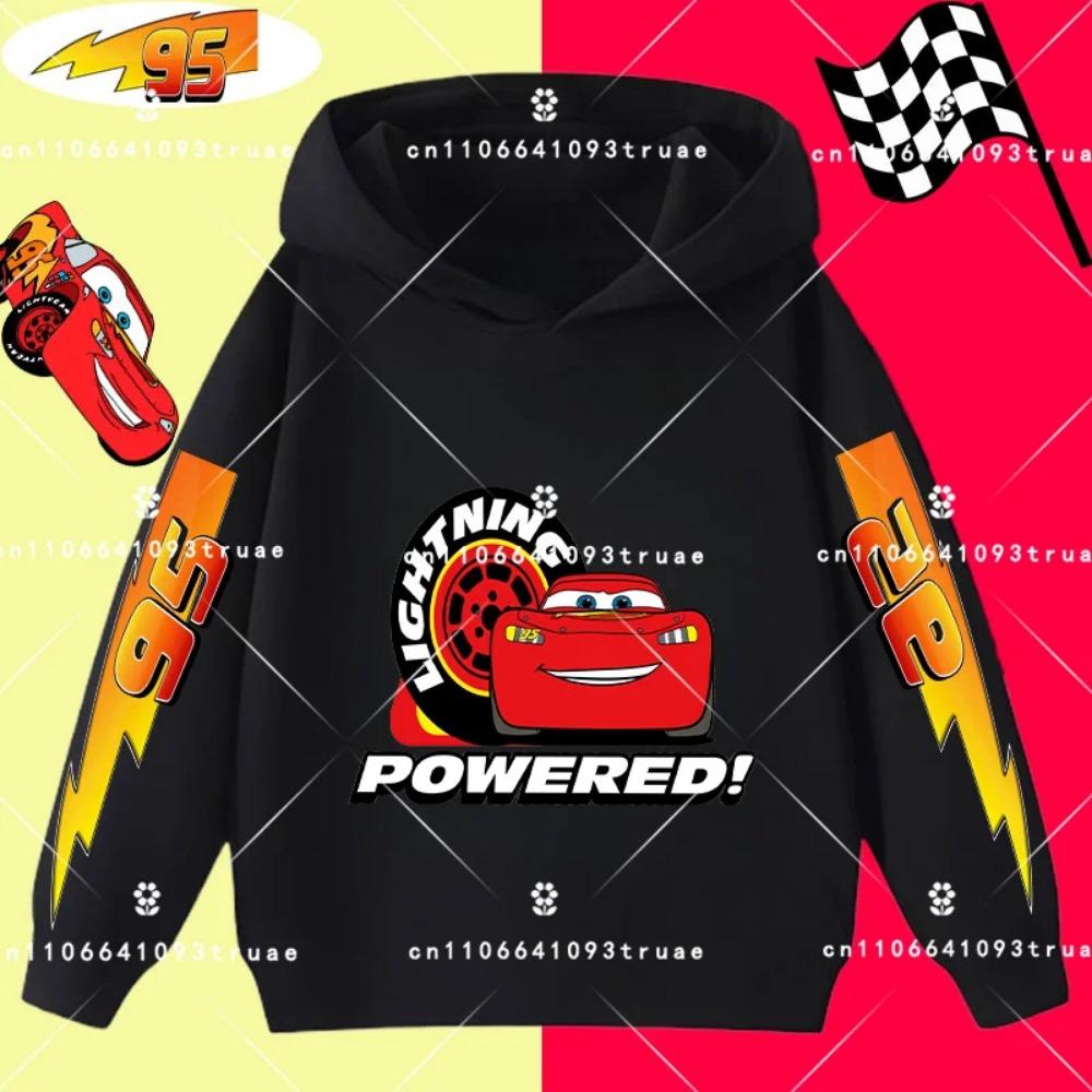 Cars Lightning McQueen Racing Children Hooded Sweatshirt Boy Girl Autumn Winter Daily Outdoor Vacation Casual Warm Sportswear