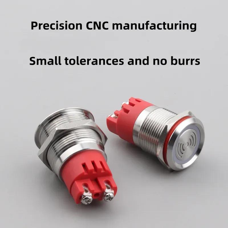 19mm 22mm LED Loud Intermittent Flashing Warning Light Buzzer 12V 24V 220V Mini Red Lamp Alarm Stainless Steel Metal