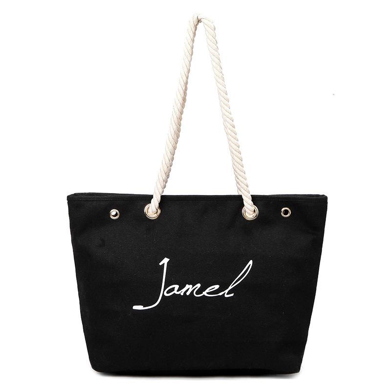 

New hemp rope canvas bag women s shoulder handbag large-capacity shopping casual tote bag