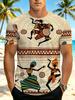 Men'S Digital Print T-Shirt, Men'S T-Shirt, Ethnic Style Continent Figure Dance Drum Pattern, Suitable for Daily Casual, Holiday Gatherings, Sports