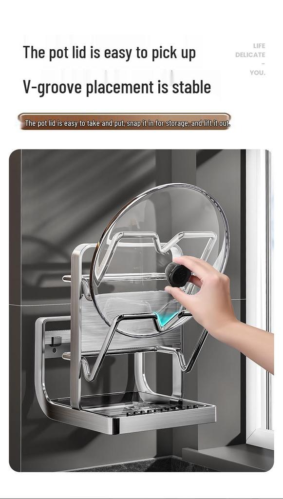 Wielofunkcyjny wiszący stojak kuchenny ze stali nierdzewnej z deską do krojenia i uchwytem na pokrywki do garnków