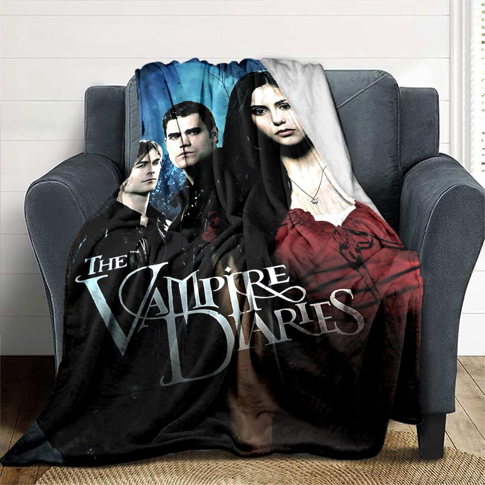 Vampire Diaries Flannel Blanket Super Soft Warm Cozy Blanket for Sofa Bed Office Travel All‑Season Home Decor Gift