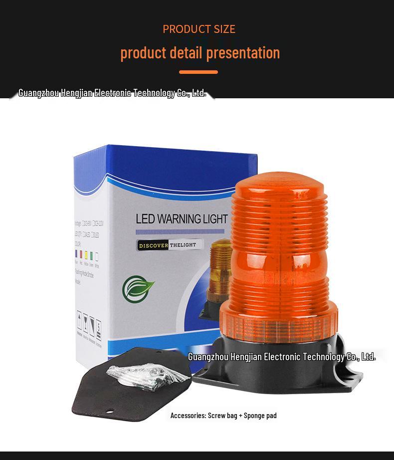Forklift & Vehicle LED Warning Strobe Light, Yellow, 9-90V, for School Buses & Engineering Vehicles