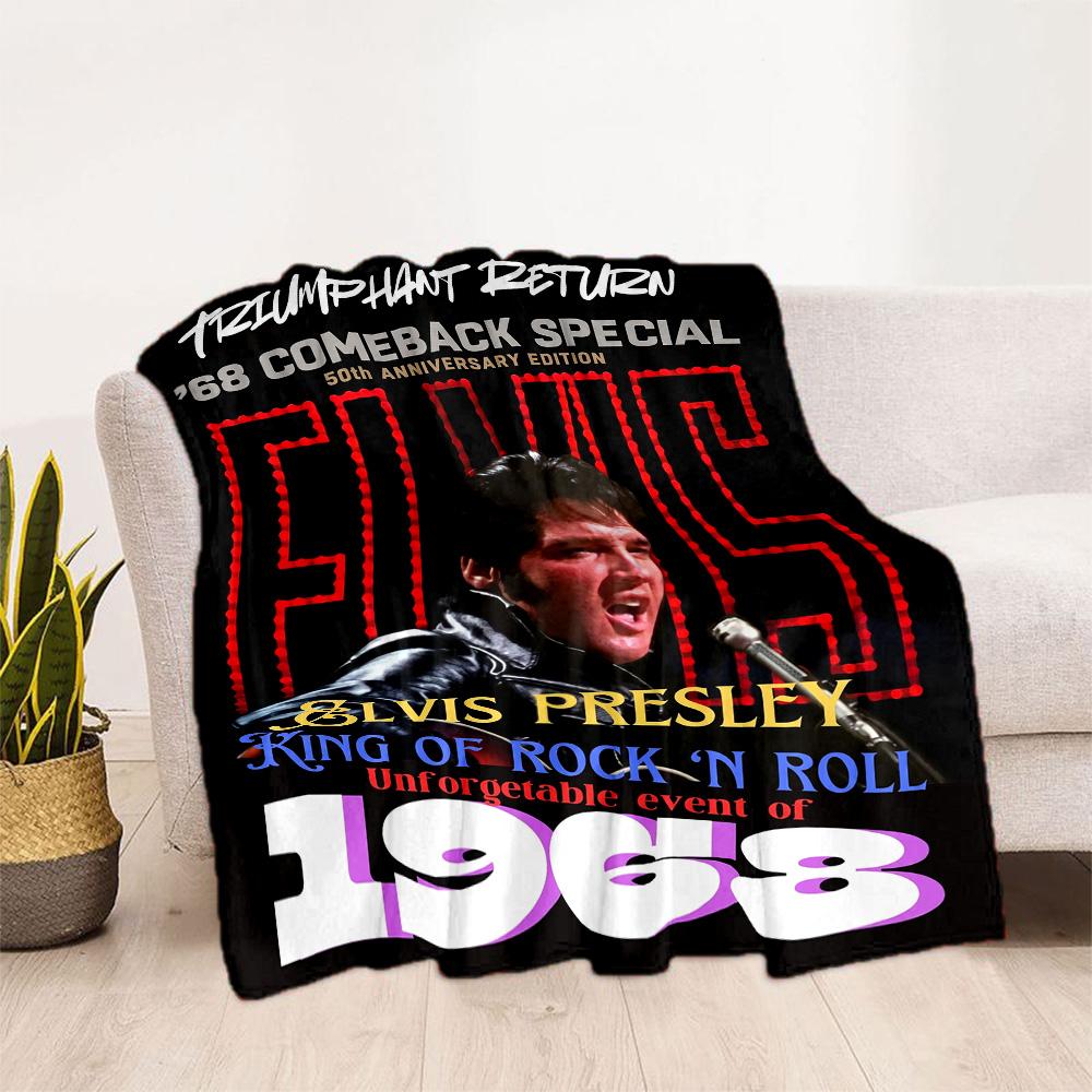 Elvis Presley's Musical Journey Blanket Durable Comfort Great for Livingroom Picnics Chair for All Occasions Playful Design
