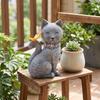Cat Statue with Butterfly Whimsical Figurine Resin Garden Ornament for Gardeners, Patio,