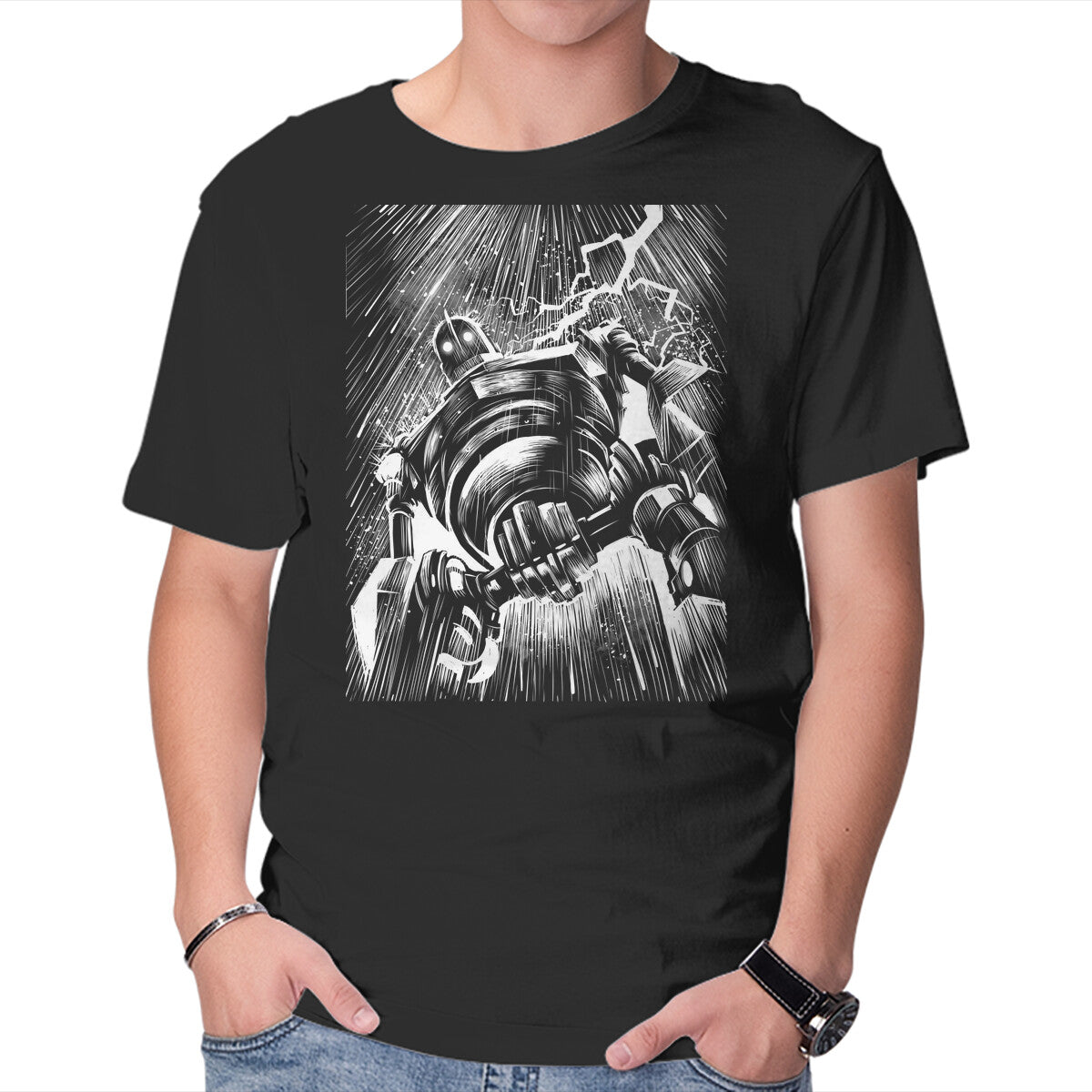 Unisex Crew Neck T-Shirt Giant Under The Rain Graphic Short Sleeve Casual Tee XXXL