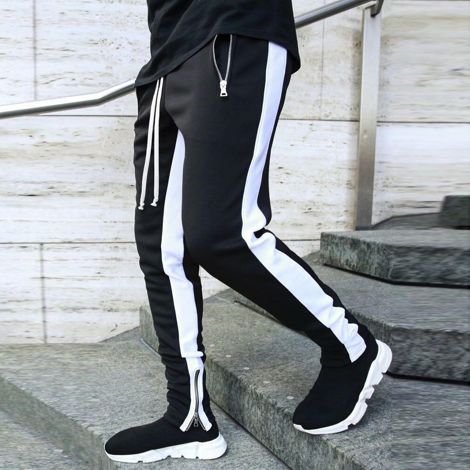 

Весенние и осенние спортивные однотонные брюки для фитнеса, мужские свободные повседневные спортивные штаны большого размера из хлопка L чёрный