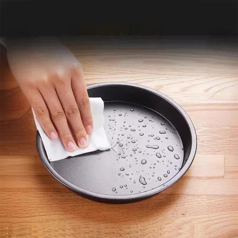 Kitchen Pizza Mould Pan Carbon Steel Ware Round Baking Tray Heat-resistant for Home Baking Pan Round Pizza Tray Pie Tins Black