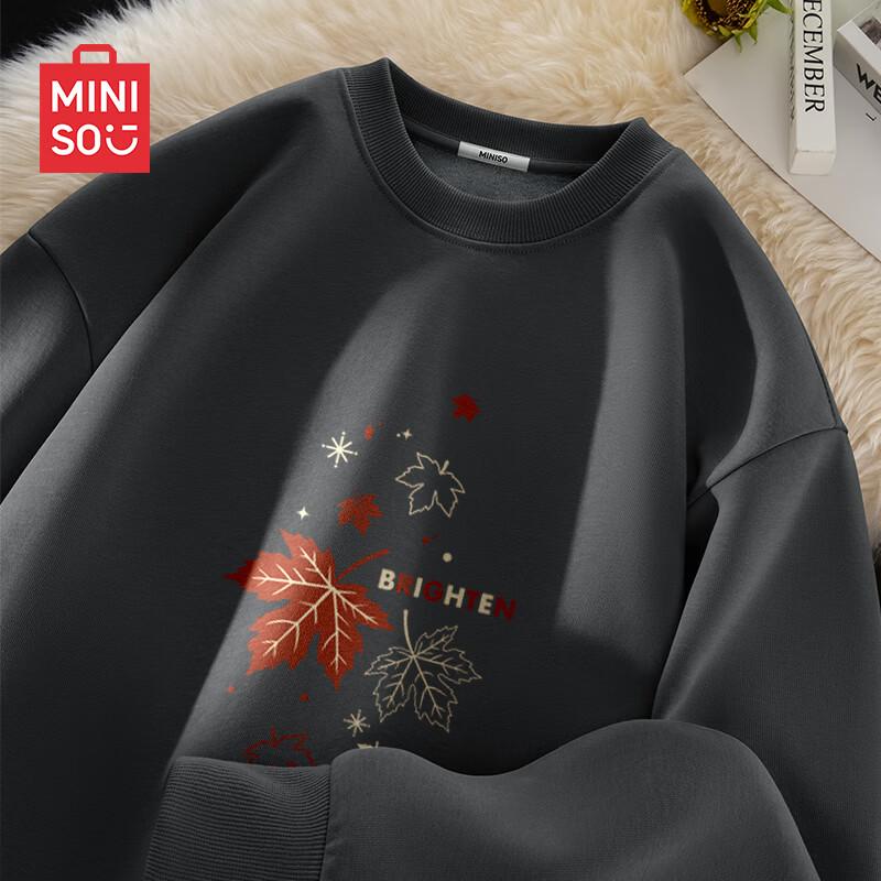 MINISO Men's American Loose Fit Fleece Pullover Crewneck Sweatshirt