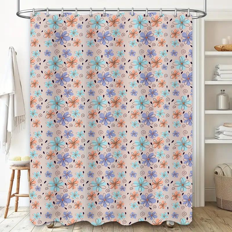 Pattern Shower Curtain Floral Print Bath Room Decor Water Proof Fabric For Bathroom Pink Blue White Color Home Decor Item Ready