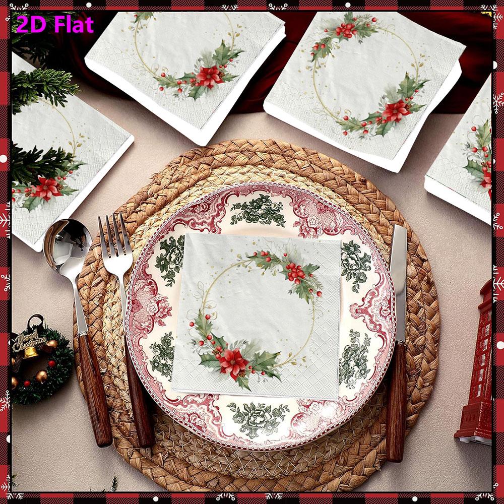 20pcs Disposable Napkins with Fruit Flower Pattern Print for Wedding,Parties,and Daily Use for Thanksgiving Fall Christmas Table Decoration