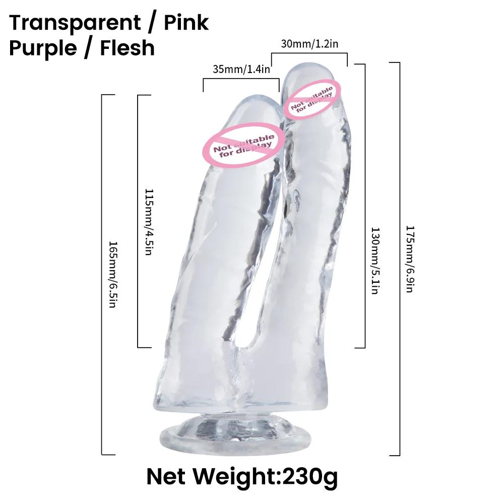 Crystal Jelly Dildo Double Stick Dick Penis g-Spot Anal Masturbator Men Women Lesbian Gay Adult Sex Toy For Couples  for  Woman