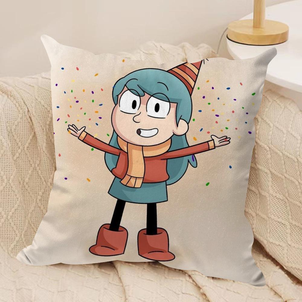 Cartoon HHilda Cushion Cover Silky Short Plush DoubleSided Printed Pillow Case for Sofa All Seasons Home Decor Gift