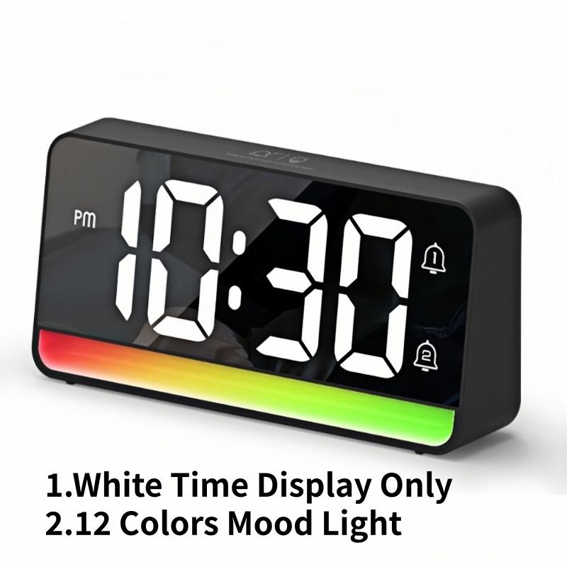 Digital Alarm Clock with 12 Colors Mood Light Auto-Dimming Dual Alarm 12/24H DST Snooze LED Desk Clock for Living Room Bedroom2