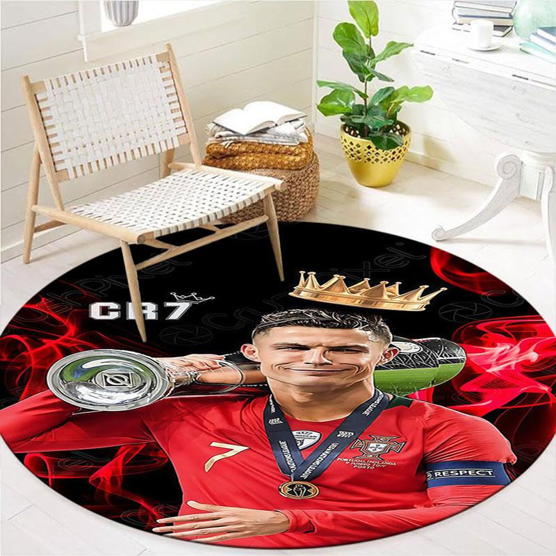 Cristiano Ronaldo Round Area Rug,Carpet Rug for Living Room Bedroom Sofa Playroom Decor,Non-slip Floor Mat