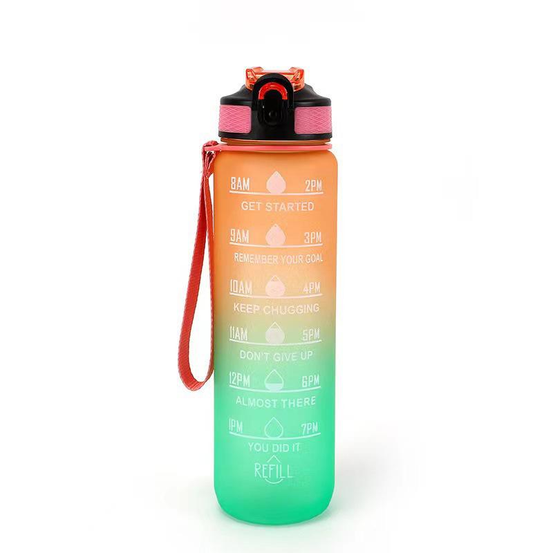 One-pack Color-changing Water Cup Portable Scale Simple And Fashionable Outdoor Space Cup 1000ML With Straw