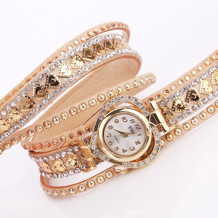 Bracelet Women Quartz Rhinestone Leather Wristwatches Clock Ladies Dress Watches Gift