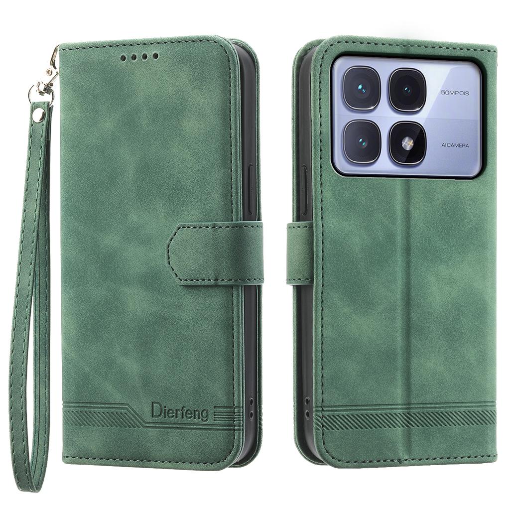 DIERFENG DF-03 For Xiaomi Redmi K70 Ultra Leather Case Lines Imprint Wallet Phone Cover