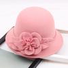 Autumn And Winter Woolen Hat, Women'S Three-Dimensional Big Flower Dome Fashion Hat Temperament Top Hat