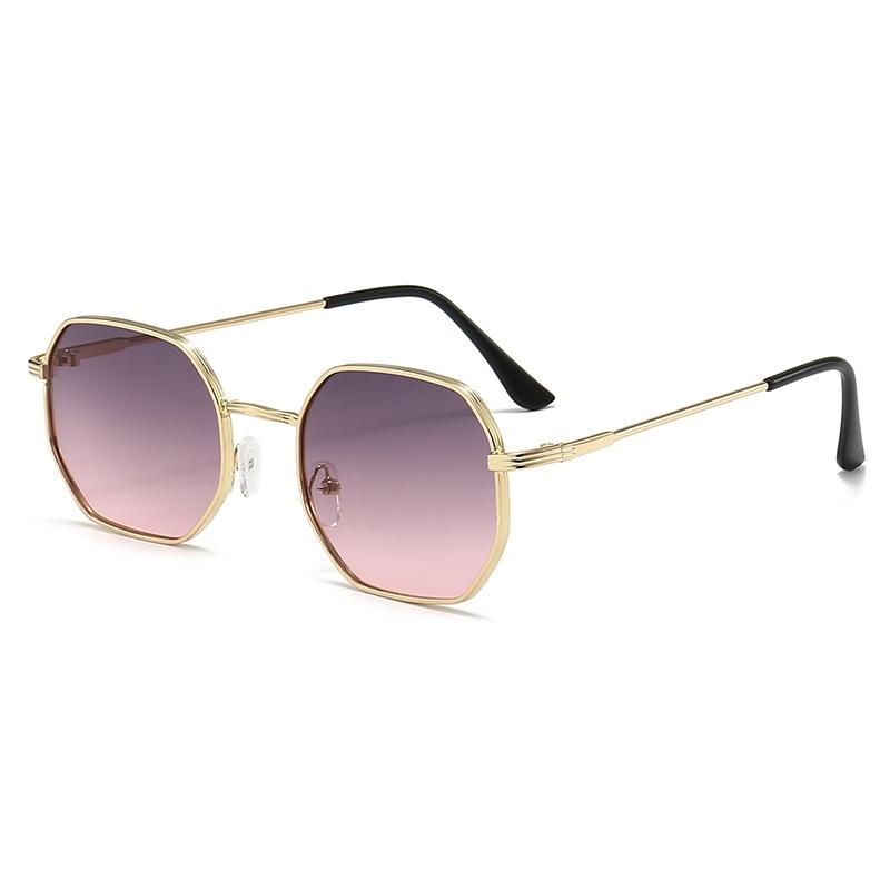 Women Vintage Polygon Metal Sunglasses Luxury Brand Design Men Gradient Sun Glasses Outdoor Shade UV400 Eyewear Gafas De Sol