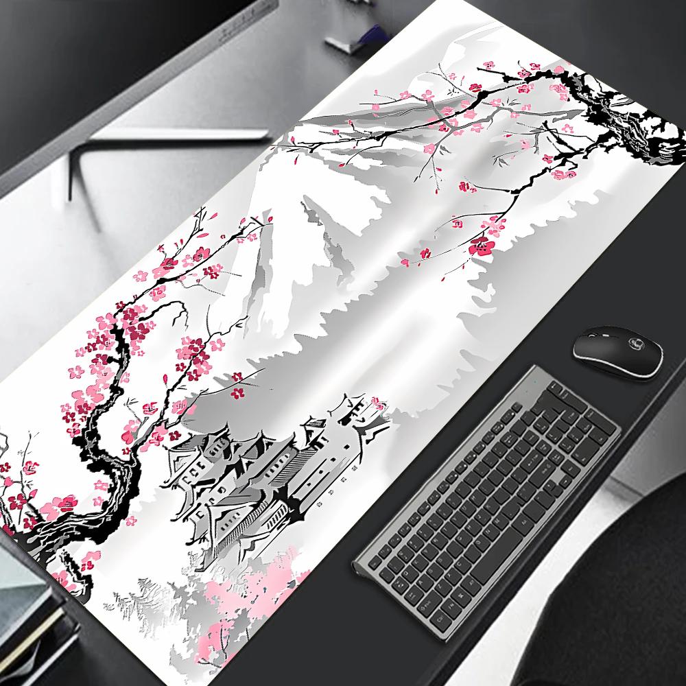 Japonský styl Třešňový květ Hrad Podložka pod myš Velká Protiskluzová Vodotěsná Podložka na stůl Pro Kancelář Domov Estetická Herní podložka pod myš