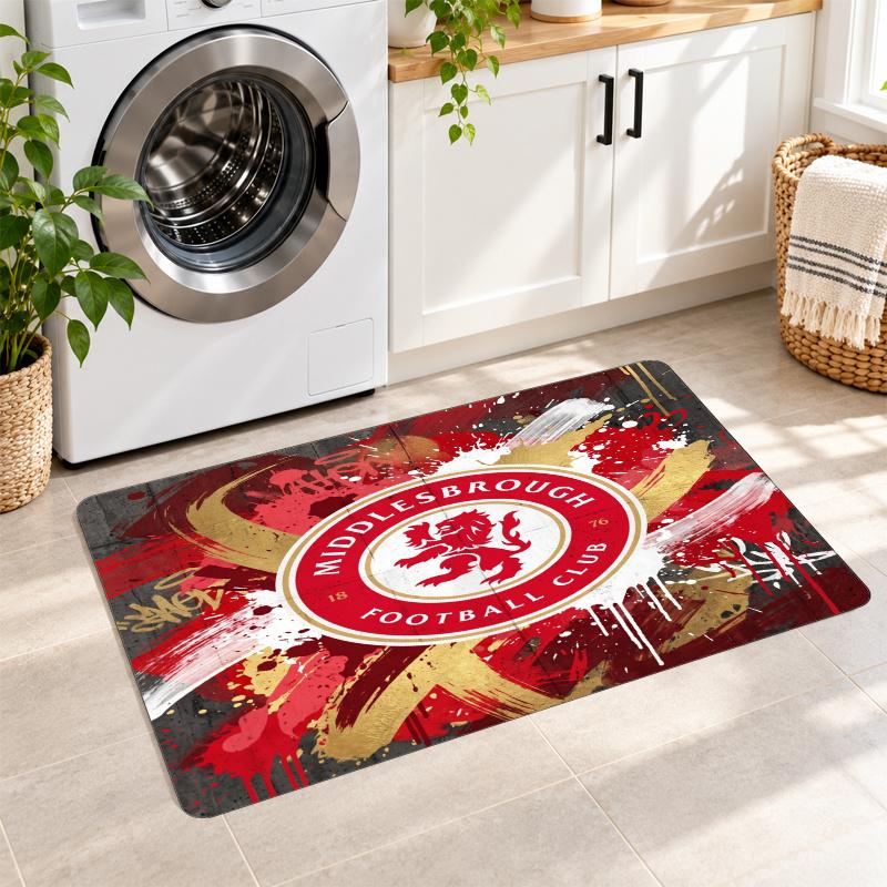 Flannel Kitchen Mat Middlesbrough FC Soft Area Rug Non Slip Floor Carpet Home Decoration
