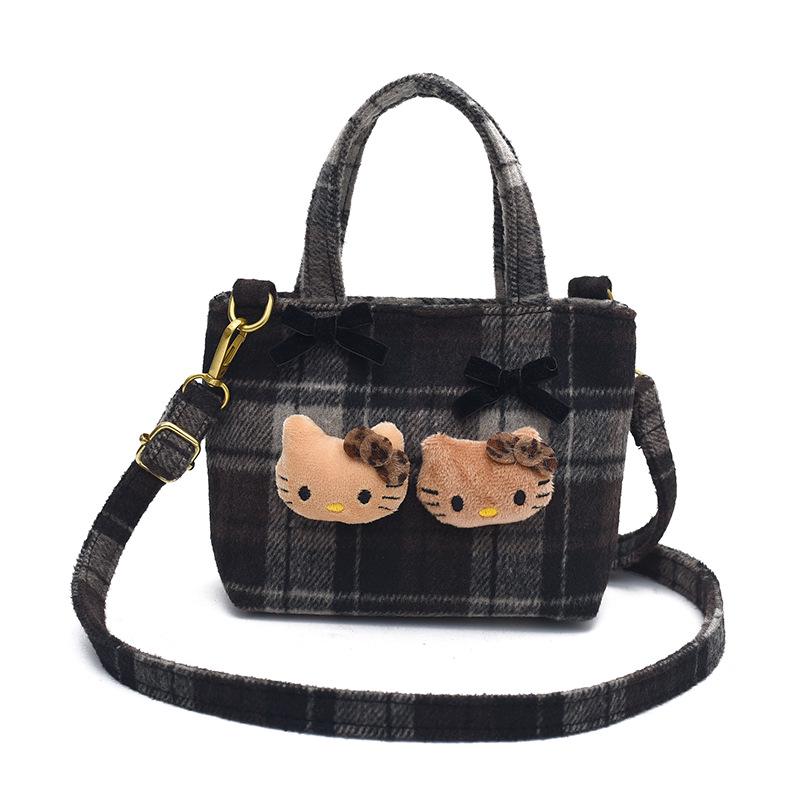 Модная шерстяная клетчатая сумка-ведро - Универсальная милая девичья сумка кроссбоди для женщин 16*6*13 cm