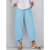 Pantaloni casual larghi in cotone e lino con elastico in vita, pantaloni da casa da donna