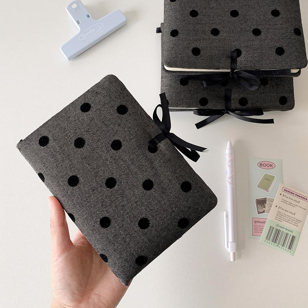 Learning Papers Cloth Straps Notebook Grey Round Dot Cover Korean Style Notepad Student