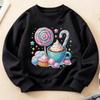 Kids Crewneck Sweatshirt, Healing Candy Coffee Dessert & Hearts Print Top for Autumn Winter