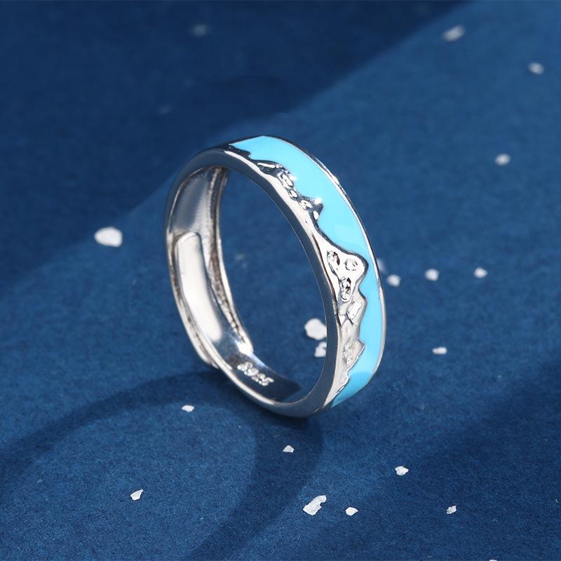 Tomb Notes Zhang Qiling & Wu Xie Sterling Silver Blue Enamel Couple Rings
