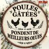 Vintage Round Metal Sign Happy Chickens Kitchen Decor
