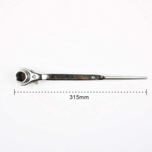 Myoseya Double-Ended Ratchet Wrench with Claw, Hex, Straight, and Mounting Holes, Scaffolding Ratchet Wrench, Type D Drive, Vanadium Steel Head, 17x19