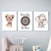 Lion Elephant Print Floral Boho Nursery Wall Art Dream Big Be Brave Canvas Painting Posters Cute Animal Kids Girls Bedroom Decor