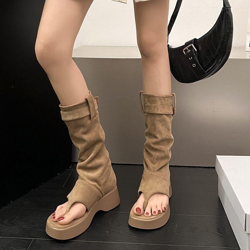 Maillard Toe Boots New Thick-soled Heightening Western Cowboy Stacking Boots Pinch Feet Cool Boots Short Boots Tide