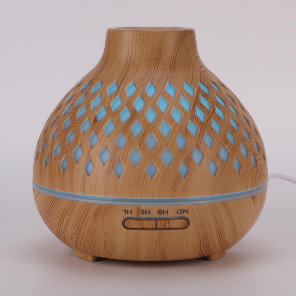 400ml Light Wood Grain Air Diffuser Electric Aroma Humidifier with Ambient Night Lamp 100‑240VUK Plug