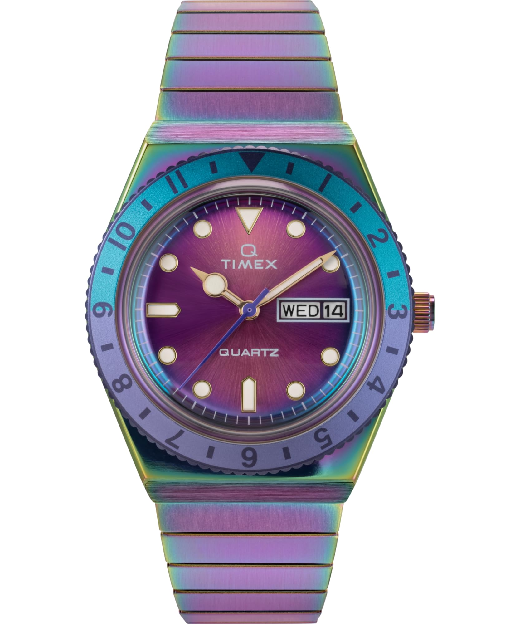 

Timex Women s Q 36mm Watch - Purple Extension Band Blue Dial Purple Case, Purple