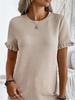 2024 European Summer Women's Ruffle Sleeve Round Neck T-shirt - Comfortable & Versatile Solid Color Top