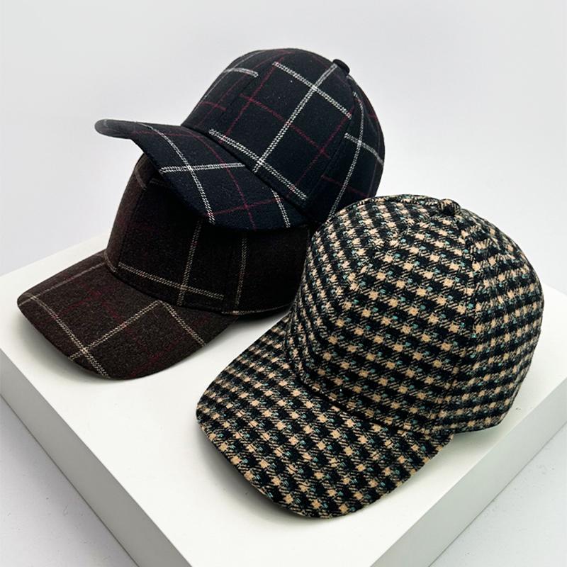 Baseball Cloth Woolen Color Contrast Use Multi Women Men Her Him For Fresh Winter Autumn Fall Caps Cotton Fashion Casual British Style Check Warm