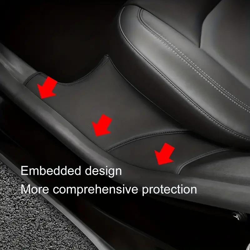 For Tesla Model Y 2019-2023 Rear Door Sill Pad Leather Guards Threshold Bumper Strip Protective Cover Rear Seat Anti Kick Pads