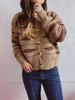Irregular striped contrasting single breasted round neck short cardigan sweater jacket for women in autumn and winter 3556