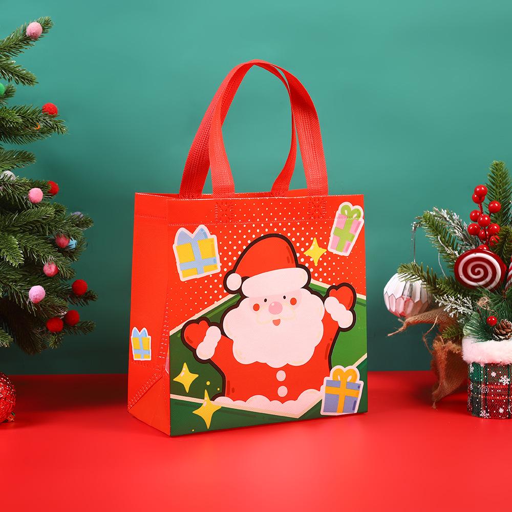 StoBag Christmas Non Woven Tote Bags Reusable Holiday Gift Bags with Handles for Party Favor Shopping Seasonal Packaging Supply