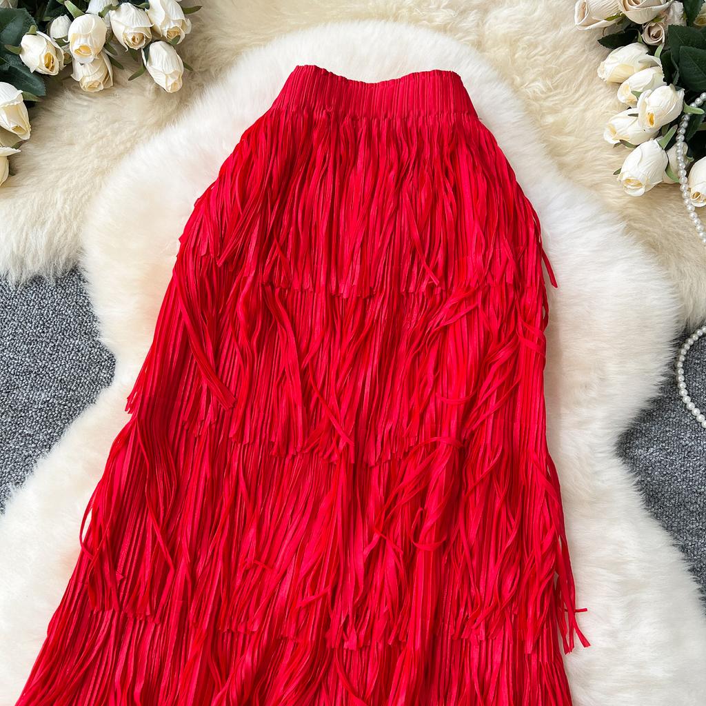 Sommer Damen Quaste Büro Arbeit Lang Midi Slim Bodycon Bleistiftrock