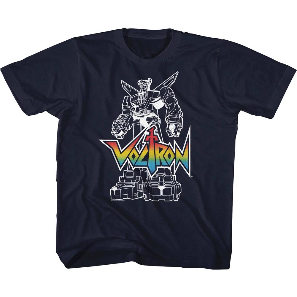 Voltron Cartoon Voltron Sketch With Logo Youth T Shirt 2T-YXL S